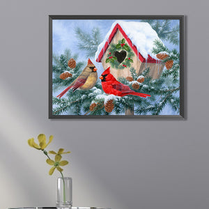 Snow Christmas Bird 40*30CM(Picture) Full Square Drill Diamond Painting