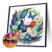 Load image into Gallery viewer, Paper Butterfly And Black Cat 30*30CM(Canvas) Partial Special Shaped Drill Diamond Painting
