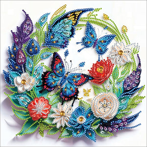 Paper Butterfly And Black Cat 30*30CM(Canvas) Partial Special Shaped Drill Diamond Painting