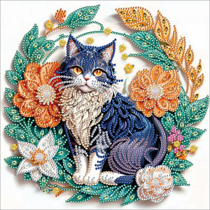 Paper Butterfly And Black Cat 30*30CM(Canvas) Partial Special Shaped Drill Diamond Painting
