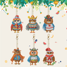 Load image into Gallery viewer, DIY Diamond Art Keychains Cartoon 6pcs (Ethnic Style Owl)
