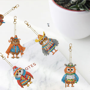 DIY Diamond Art Keychains Cartoon 6pcs (Ethnic Style Owl)