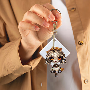 DIY Diamond Art Keychains Cartoon 6pcs (Halloween Scary Doll)