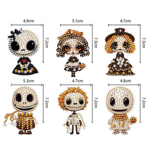 DIY Diamond Art Keychains Cartoon 6pcs (Halloween Scary Doll)