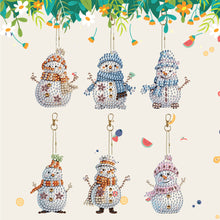 Load image into Gallery viewer, DIY Diamond Art Keychains Cartoon 6pcs (Winter Snowman)
