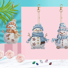Load image into Gallery viewer, DIY Diamond Art Keychains Cartoon 6pcs (Winter Snowman)
