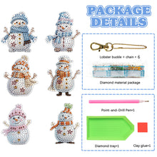 Load image into Gallery viewer, DIY Diamond Art Keychains Cartoon 6pcs (Winter Snowman)
