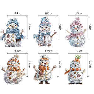 DIY Diamond Art Keychains Cartoon 6pcs (Winter Snowman)