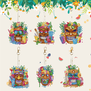 DIY Diamond Art Keychains Cartoon 6pcs (Hawaii Surfing)