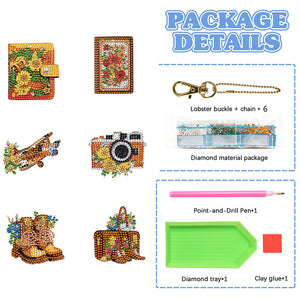 DIY Diamond Art Keychains Cartoon 6pcs (Retro Elements)