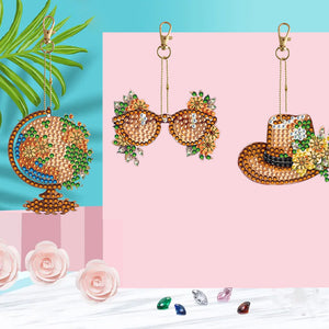 DIY Diamond Art Keychains Cartoon 6pcs (Retro Elements)