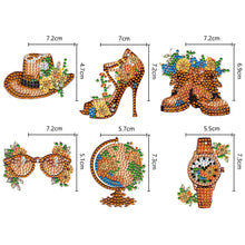 Load image into Gallery viewer, DIY Diamond Art Keychains Cartoon 6pcs (Retro Elements)
