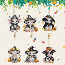 Load image into Gallery viewer, DIY Diamond Art Keychains Cartoon 6pcs (Halloween Calf)
