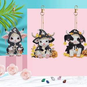 DIY Diamond Art Keychains Cartoon 6pcs (Halloween Calf)