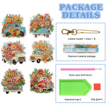 Load image into Gallery viewer, DIY Diamond Art Keychains Cartoon 6pcs (Flower Trolley)
