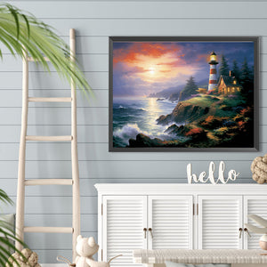 Seaside Lighthouse 40*30CM(Canvas) Full Round Drill Diamond Painting