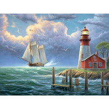 Load image into Gallery viewer, Seaside Lighthouse 40*30CM(Canvas) Full Round Drill Diamond Painting
