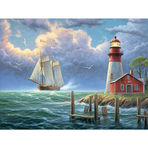 Seaside Lighthouse 40*30CM(Canvas) Full Round Drill Diamond Painting