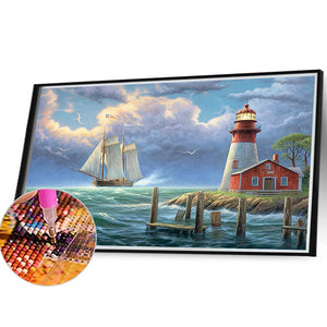 Seaside Lighthouse 40*30CM(Canvas) Full Round Drill Diamond Painting