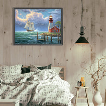 Load image into Gallery viewer, Seaside Lighthouse 40*30CM(Canvas) Full Round Drill Diamond Painting
