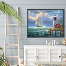 Load image into Gallery viewer, Seaside Lighthouse 40*30CM(Canvas) Full Round Drill Diamond Painting
