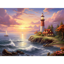 Load image into Gallery viewer, Seaside Lighthouse 40*30CM(Canvas) Full Round Drill Diamond Painting
