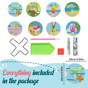 DIY Diamond Art Crafts Scenenry 8pcs Diamond Paintings Kits (Beach Vacation)