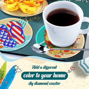 DIY Diamond Art Crafts Scenenry 8pcs Diamond Paintings Kits (Beach Slippers)