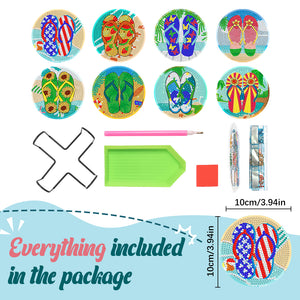 DIY Diamond Art Crafts Scenenry 8pcs Diamond Paintings Kits (Beach Slippers)