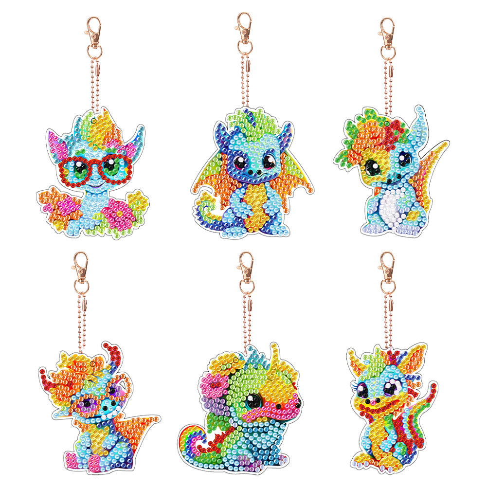 DIY Diamond Art Keychains Diamond Mosaic Kit 6pcs Gem Keychains Lady Bag Pendant