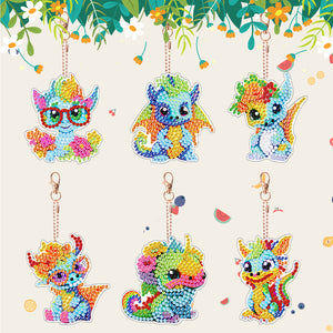 DIY Diamond Art Keychains Diamond Mosaic Kit 6pcs Gem Keychains Lady Bag Pendant