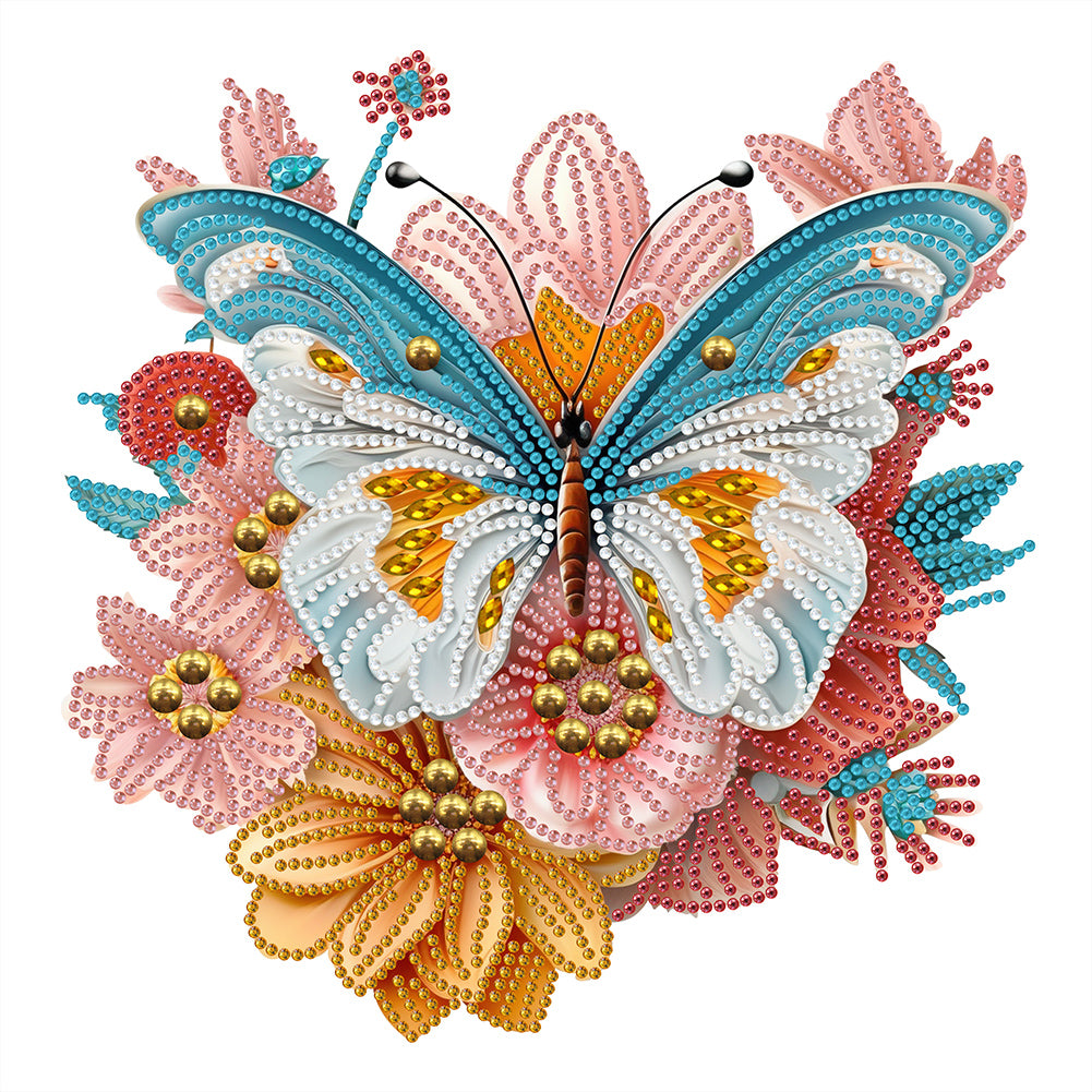 Garden Butterfly 30*30CM(Canvas) Partial Special Shaped Drill Diamond Painting