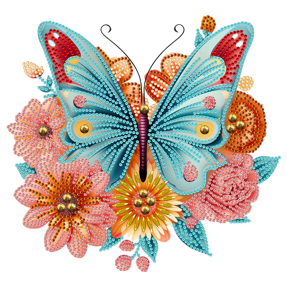 Garden Butterfly 30*30CM(Canvas) Partial Special Shaped Drill Diamond Painting
