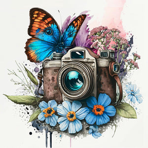Camera Butterfly 30*30CM(Canvas) Full Round Drill Diamond Painting