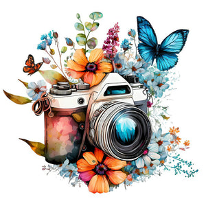 Camera Butterfly 30*30CM(Canvas) Full Round Drill Diamond Painting