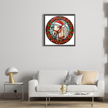 Load image into Gallery viewer, Christmas Saffron Horse Glass Painting 30*30CM(Canvas) Full Round Drill Diamond Painting
