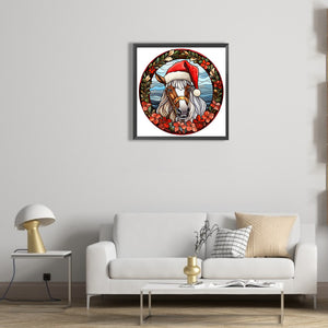 Christmas Saffron Horse Glass Painting 30*30CM(Canvas) Full Round Drill Diamond Painting