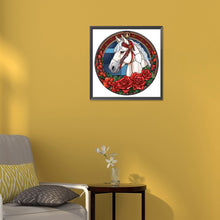 Load image into Gallery viewer, Christmas Saffron Horse Glass Painting 30*30CM(Canvas) Full Round Drill Diamond Painting
