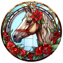 Load image into Gallery viewer, Christmas Saffron Horse Glass Painting 30*30CM(Canvas) Full Round Drill Diamond Painting
