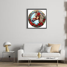 Load image into Gallery viewer, Christmas Saffron Horse Glass Painting 30*30CM(Canvas) Full Round Drill Diamond Painting
