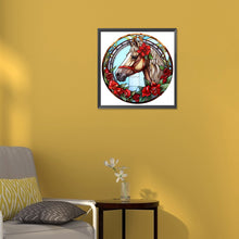 Load image into Gallery viewer, Christmas Saffron Horse Glass Painting 30*30CM(Canvas) Full Round Drill Diamond Painting
