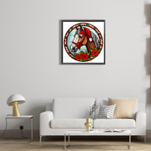 Load image into Gallery viewer, Christmas Saffron Horse Glass Painting 30*30CM(Canvas) Full Round Drill Diamond Painting

