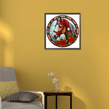 Load image into Gallery viewer, Christmas Saffron Horse Glass Painting 30*30CM(Canvas) Full Round Drill Diamond Painting
