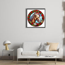 Load image into Gallery viewer, Christmas Saffron Horse Glass Painting 30*30CM(Canvas) Full Round Drill Diamond Painting
