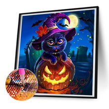 Load image into Gallery viewer, Black Cat And Jack-O-Lantern 30*30CM(Canvas) Full Round Drill Diamond Painting
