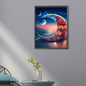 Beach Crescent Flower 35*45CM(Picture) Full Square Drill Diamond Painting