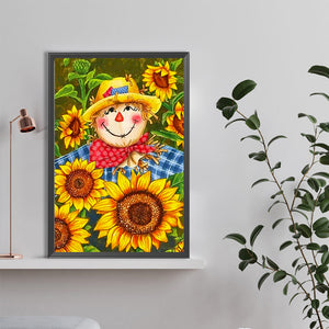 Sunflower Scarecrow 40*60CM(Canvas) Full Round Drill Diamond Painting