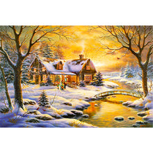 Load image into Gallery viewer, Evening Snow Scene 60*40CM(Canvas) Full Round Drill Diamond Painting
