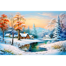 Load image into Gallery viewer, River And Snow 60*40CM(Canvas) Full Round Drill Diamond Painting
