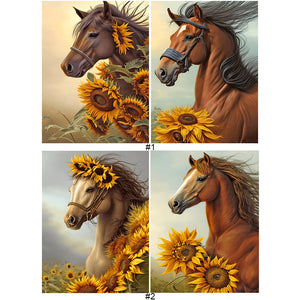 Sunflower Horse 30*40CM(Canvas) Full Round Drill Diamond Painting